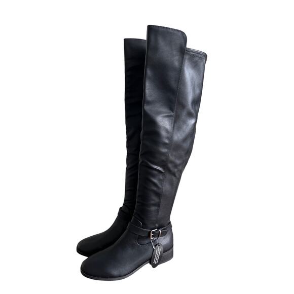 STYLE & CO WOMENS 'CHARLAA' BUCKLED OVER-THE-KNEE BLACK SMOOTH BOOTS SIZE 7M NEW - Picture 4 of 11